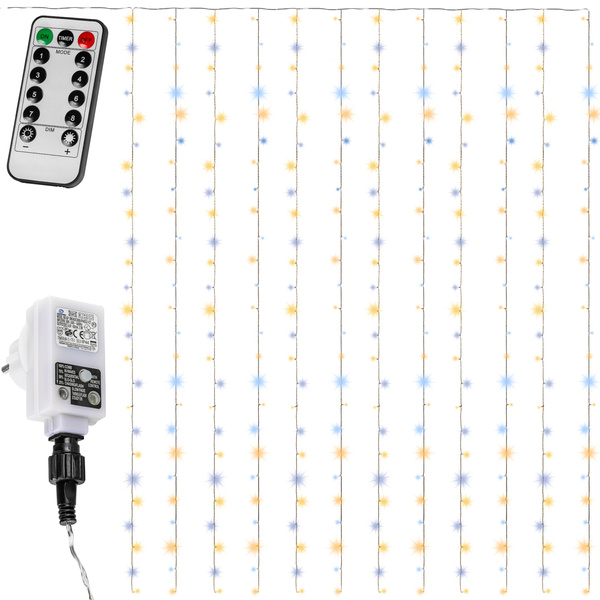 KURTYNA ŚWIETLNA ZWISAJĄCE LAMPKI SOPLE 3x3 300LED