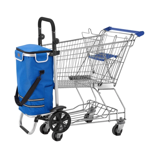 WÓZEK 3w1 NA ZAKUPY ZAKUPOWY 56 L TORBA NA KÓŁKACH SKŁADANY LEKKI NIEBIESKI