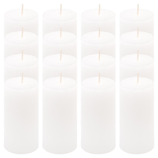 ŚWIECE STOŁOWE BIAŁE RUSTYKALNE 16 SZT 5x10 CM ŚWIECZKI WALCOWE KOLUMNOWE