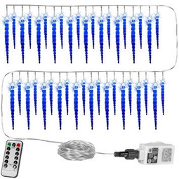 LAMPKI ŚWIĄTECZNE SOPLE 40 DIOD OZDOBA ŚWIĄTECZNA + PILOT