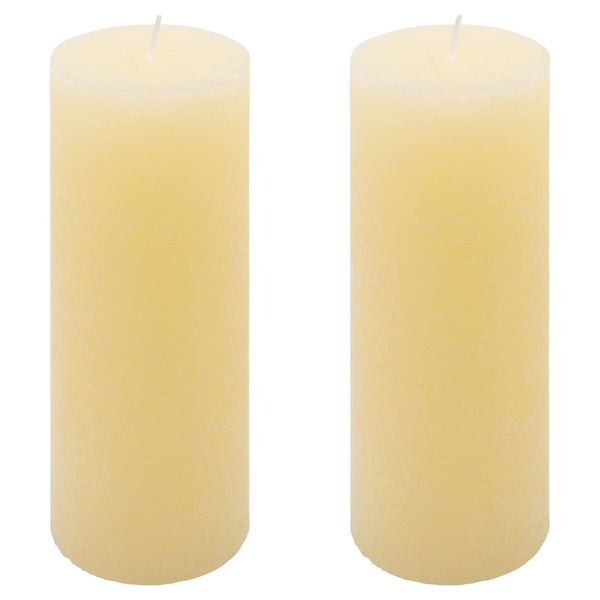 ŚWIECE STOŁOWE KREMOWE RUSTYKALNE 2 SZT 7,5x20CM ŚWIECZKI WALCOWE KOLUMNOWE