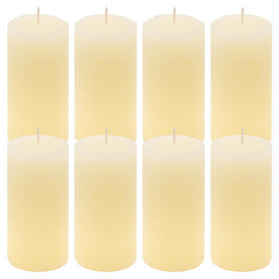 ŚWIECE STOŁOWE KREMOWE RUSTYKALNE 8 SZT 5x10 CM ŚWIECZKI WALCOWE KOLUMNOWE