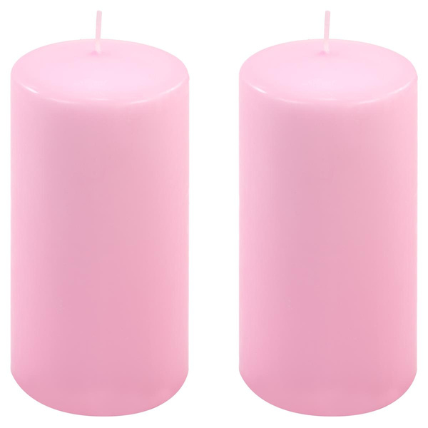 ŚWIECE STOŁOWE RÓŻOWE 2 SZT 15,5x7,5 CM ŚWIECZKI TRADYCYJNE KOLUMNOWE