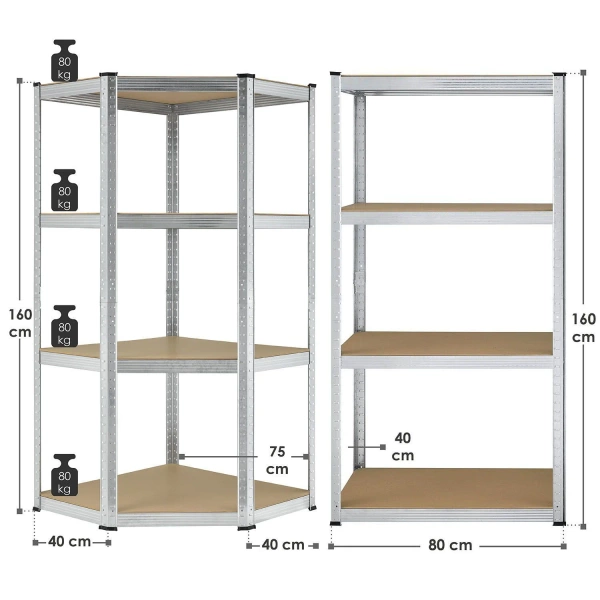 3x ZESTAW REGAŁ METALOWY MAGAZYNOWY 160x80x40 960KG PIWNICA WARSZTAT GARAŻ