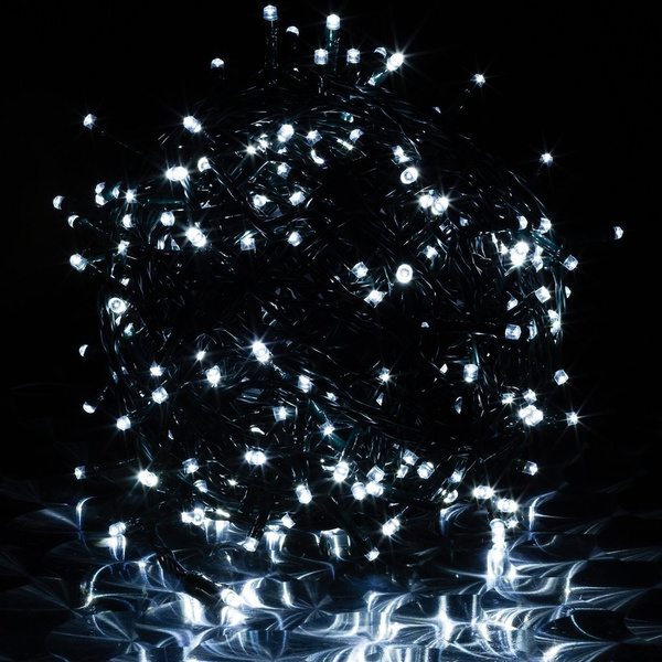 BIAŁE LAMPKI CHOINKOWE 100 LED NA BATERIE + PILOT