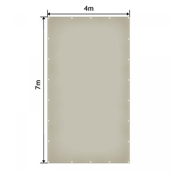 SZARA PLANDEKA 4x7 M 650G/M2 PRZEMYSŁOWA OCHRONNA Z OCZKAMI OKRYCIOWA