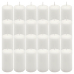 ŚWIECE STOŁOWE BIAŁE 24 SZT 10x5 CM DEKORACYJNE ŚWIECZKI WALCOWE TRADYCYJNE