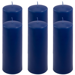 ŚWIECE STOŁOWE GRANATOWE 6 SZT 20x7,5 CM ŚWIECZKI TRADYCYJNE KOLUMNOWE