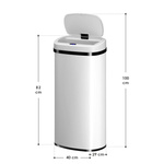 BIAŁY AUTOMATYCZNY KOSZ NA ŚMIECI ODPADY 70L CZUJNIK BEZDOTYKOWY PROSOKĄTNY
