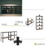 4x REGAŁ MAGAZYNOWY 180x90x40CM 3500KG SZARY METALOWY PÓŁKI GARAŻ PIWNICA