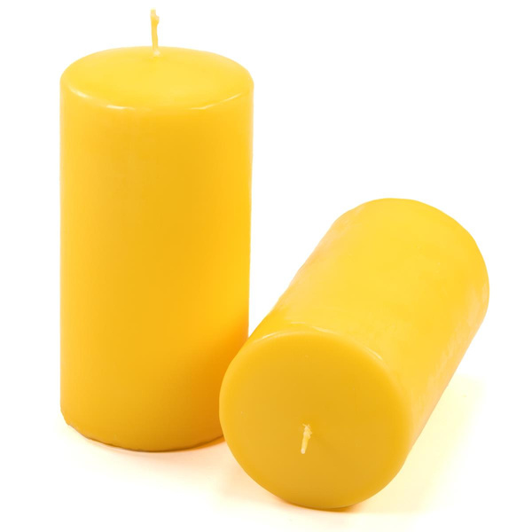 ŚWIECE STOŁOWE ŻÓŁTE 2 SZT 15,5x7,5 CM ŚWIECZKI TRADYCYJNE KOLUMNOWE