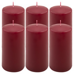 ŚWIECE STOŁOWE BORDOWE 6 SZT 15,5x7,5 CM ŚWIECZKI TRADYCYJNE KOLUMNOWE