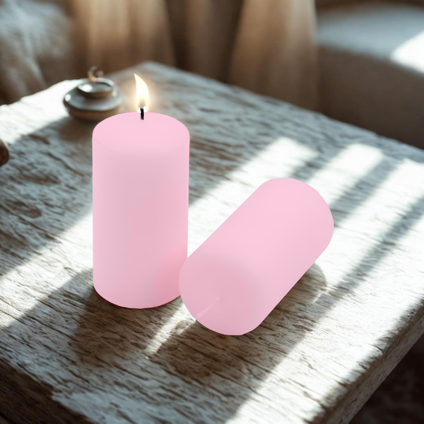 ŚWIECE STOŁOWE RÓŻOWE 12x 11,5x6 CM ŚWIECZKI WALCOWE TRADYCYJNE KOLUMNOWE
