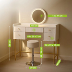 TOALETKA KOSMETYCZNA Z LUSTREM LED DO MAKIJAŻU WIZAŻU BIAŁA + ZŁOTO + HOKER