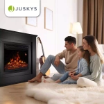 KOMINEK ELEKTRYCZNY 2000W CZARNY Z EFEKTEM PŁOMIENIA 2 TRYBY GRZANIA + LED