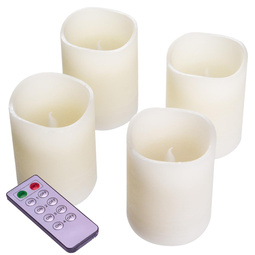 4x ŚWIECE LED Z PRAWDZIWEGO WOSKU ŚWIECZKI BEZPŁOMIENIOWE NA BATERIE +PILOT