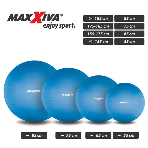 MAXXIVA PIŁKA GIMNASTYCZNA 75 CM FITNESS JOGA PILATES Z POMPKĄ NIEBIESKA
