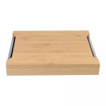DESKA DO KROJENIA BAMBUS Z 2 NACZYNIAMI MISAMI ALUMINIOWYMI 40X30x6 CM
