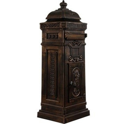 WOLNOSTOJĄCA KOLUMNOWA SKRZYNKA NA LISTY POCZTOWA BRĄZ ANTYCZNY ALUMINIUM