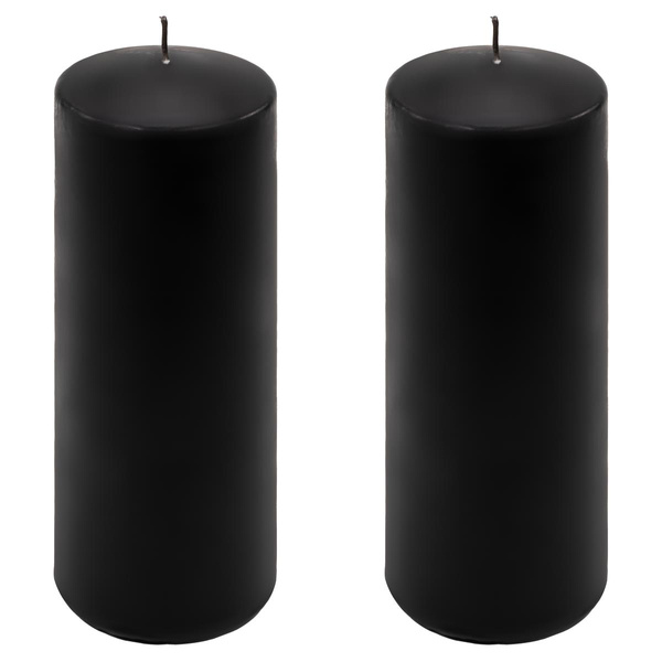 ŚWIECE STOŁOWE CZARNE 2 SZT 20x7,5CM ŚWIECZKI WALCOWE TRADYCYJNE KOLUMNOWE