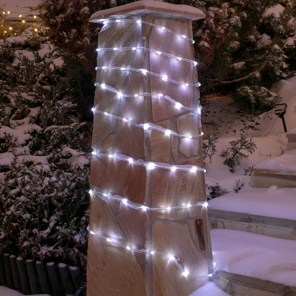 WĄŻ ŚWIETLNY SOLARNY 100 LED LAMPKI OGRODOWE ŚWIĄTECZNE ZIMNA BIEL