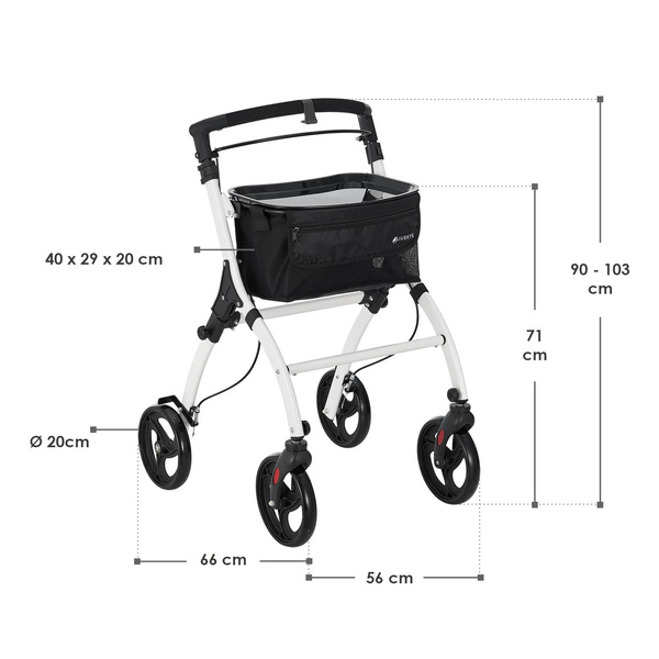CZARNO BIAŁY ROLLATOR BALKONIK NA KÓŁKACH REHABILITACYJNY CHODZIK
