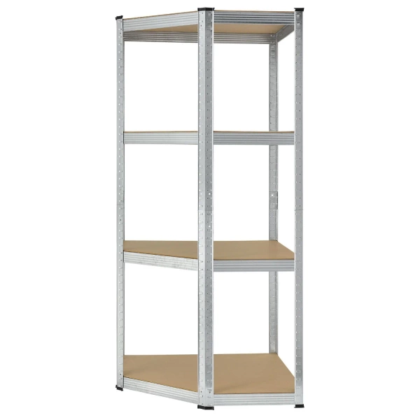 REGAŁ NAROŻNY METALOWY MAGAZYNOWY 160x75x40CM 320KG PIWNICA GARAŻ SREBRNY