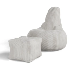 FOTEL RELAKSACYJNY TELEWIZYJNY WYPOCZYNKOWY GAMINGOWY Z PUFĄ BEŻOWY XL