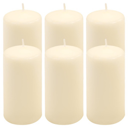 ŚWIECE STOŁOWE KREMOWE 6 SZT 11,5x6CM ŚWIECZKI WALCOWE TRADYCYJNE KOLUMNOWE