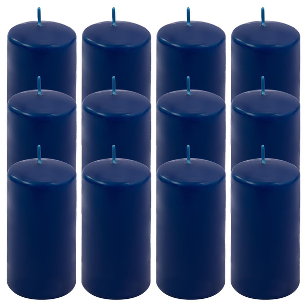 ŚWIECE STOŁOWE GRANATOWE 16x 11,5x6CM ŚWIECZKI WALCOWE TRADYCYJNE KOLUMNOWE