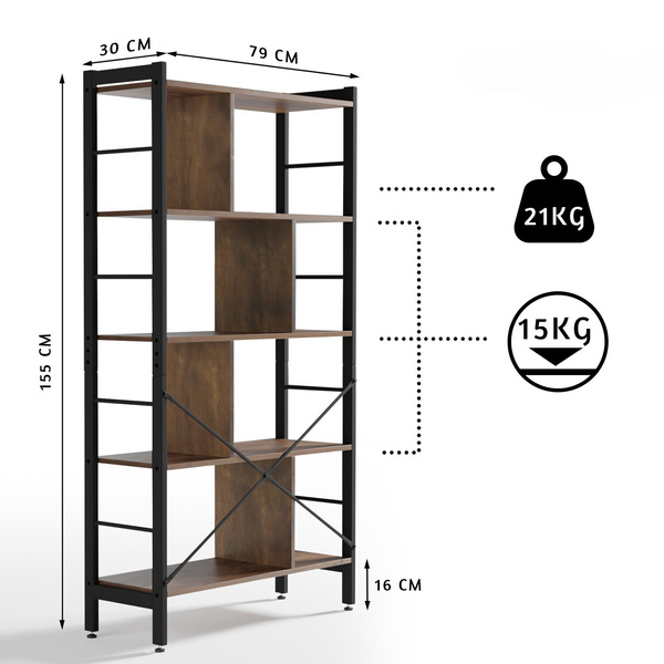 REGAŁ Z 4 PÓŁKAMI PRZEGRODAMI MODUŁOWY W STYLU LOFT INDUSTRALNYM VINTAGE