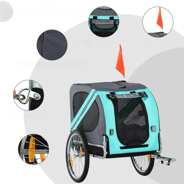 PRZYCZEPKA ROWEROWA DO ROWERU WÓZEK DLA PSA DO 20KG SKŁADANA TURKUSOWA