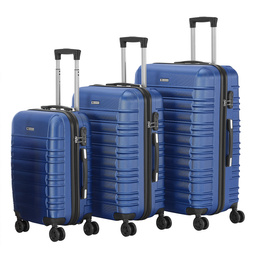 ZESTAW 3 WALIZEK Z TWARDĄ SKORUPĄ NA KÓŁKACH WALIZKA PODRÓŻNA NIEBIESKI