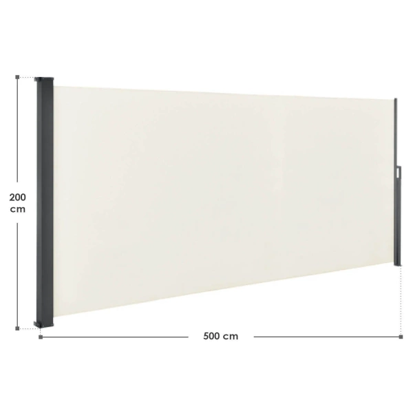 BEŻOWA MARKIZA BOCZNA 500x200 CM WYSUWANA ROLETA OSŁONA TARASOWA PARAWAN 