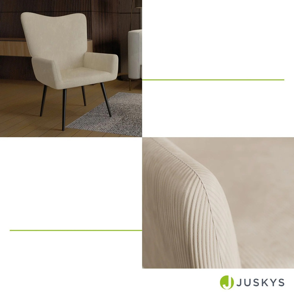 FOTEL USZAK RELAKSACYJNY WYPOCZYNKOWY SKANDYNAWSKI STYL BEŻOWY SZTRUKS