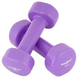 ZESTAW HANTLE WINYLOWE 2x 2,0 KG MAXXIVA FIOLETOWE CIĘŻARKI FITNES HANTELKI