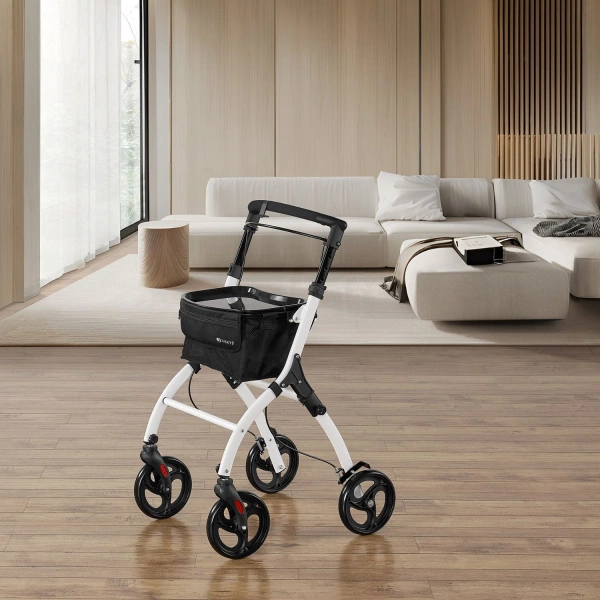 CZARNO BIAŁY ROLLATOR BALKONIK NA KÓŁKACH REHABILITACYJNY CHODZIK