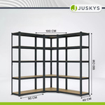 ZESTAW REGAŁÓW METALOWYCH 3 SZTUKI BASIC + NAROŻNY CORNER 180x90x40 cm MDF