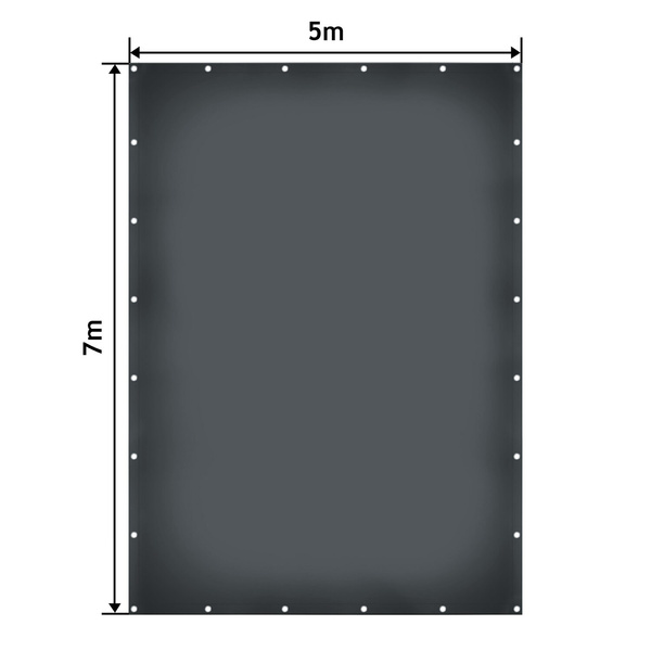 ANTRACYTOWA PLANDEKA 5x7 M 650G/M2 PRZEMYSŁOWA OCHRONNA Z OCZKAMI OKRYCIOWA