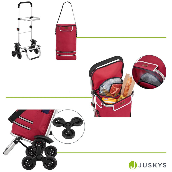 WÓZEK 3w1 NA ZAKUPY ZAKUPOWY NA SCHODY TORBA NA KÓŁKACH SKŁADANY CZERWONY