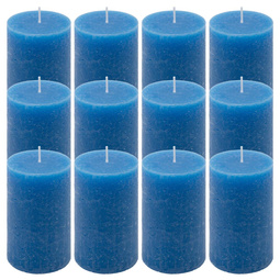 ŚWIECE STOŁOWE NIEBIESKIE RUSTYKALNE 12 SZT 6,8x11,5 CM ŚWIECZKI KOLUMNOWE