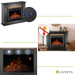 KOMINEK ELEKTRYCZNY 2000W CZARNY Z EFEKTEM PŁOMIENIA 2 TRYBY GRZANIA + LED
