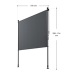 MARKIZA PIONOWA 150x310 CM ROZPOROWA BALKONOWA TARASOWA ROLETA ANTRACYTOWA