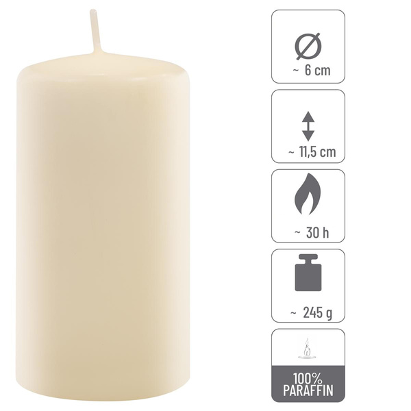 ŚWIECE STOŁOWE KREMOWE 16x 11,5x6 CM ŚWIECZKI WALCOWE TRADYCYJNE KOLUMNOWE