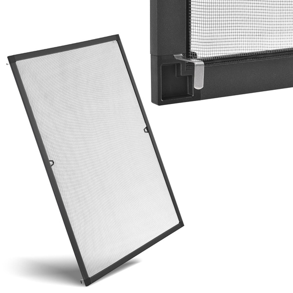 MOSKITIERA OKIENNA 80x100 CM DO OKNA ALUMINIOWA RAMA SIATKA NA OWADY SZARA