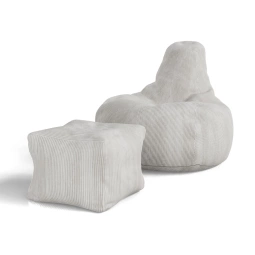 FOTEL RELAKSACYJNY TELEWIZYJNY WYPOCZYNKOWY GAMINGOWY Z PUFĄ BEŻOWY L