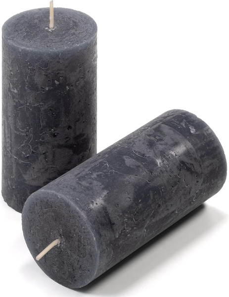 ŚWIECE STOŁOWE ANTRACYTOWE RUSTYKALNE 8 SZT 5x10 CM ŚWIECZKI KOLUMNOWE