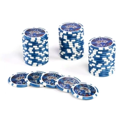 50x ŻETONY LASEROWE 12G WARTOŚĆ 50 DO POKERA RDZEŃ METAL CHIPS OCEAN BLUE