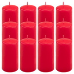 ŚWIECE STOŁOWE CZERWONE 12x 11,5x6 CM ŚWIECZKI WALCOWE TRADYCYJNE KOLUMNOWE