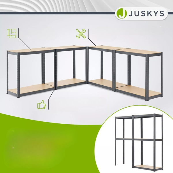 2x REGAŁ METALOWY MAGAZYNOWY 160x80x40CM 640KG PIWNICA WARSZTAT GARAŻ SZARY